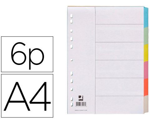 Separador q-connect de cartolina din a4 6 separadores , Q-connect , 32588 , 5705831001879